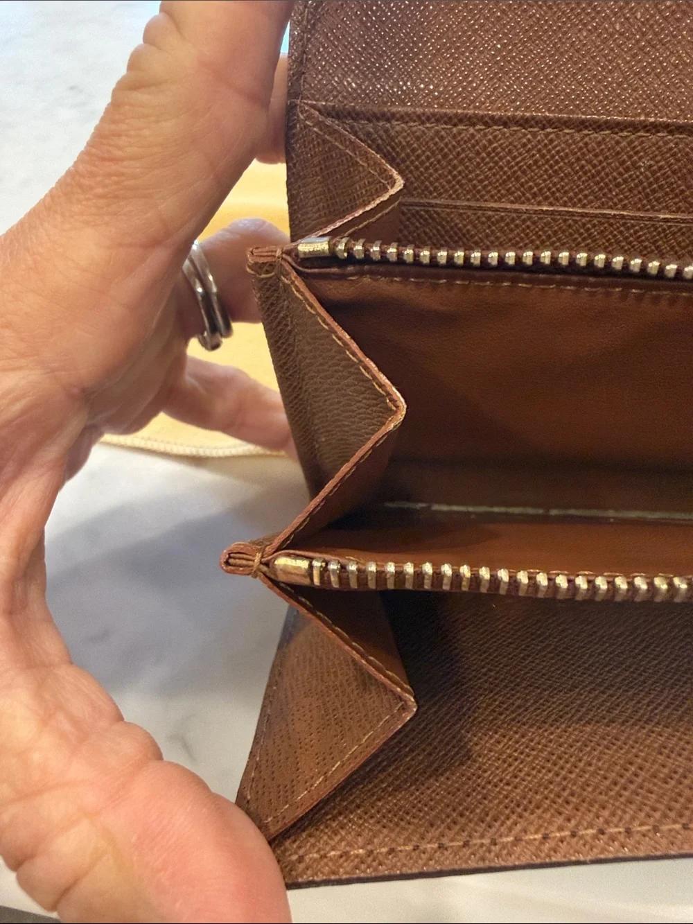 Louis Vuitton Monogram Canvas Continental Wallet in Brown with Gold Hardware